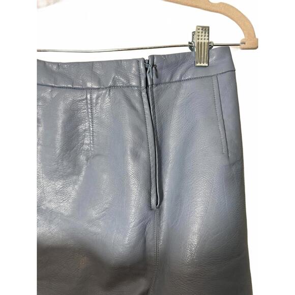 Orsay Blue Faux Leather Mini Skirt EUR 36 US Small Seam Detail A-Line - Picture 3 of 7